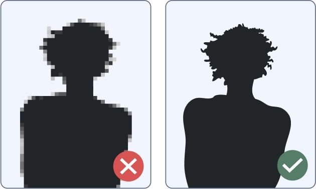 Exemple de mauvaise et bonne résolution d'image